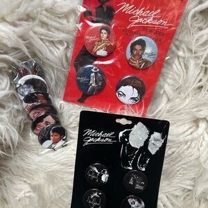 Michael Jackson Collectible Button Pin Set - Black & Red